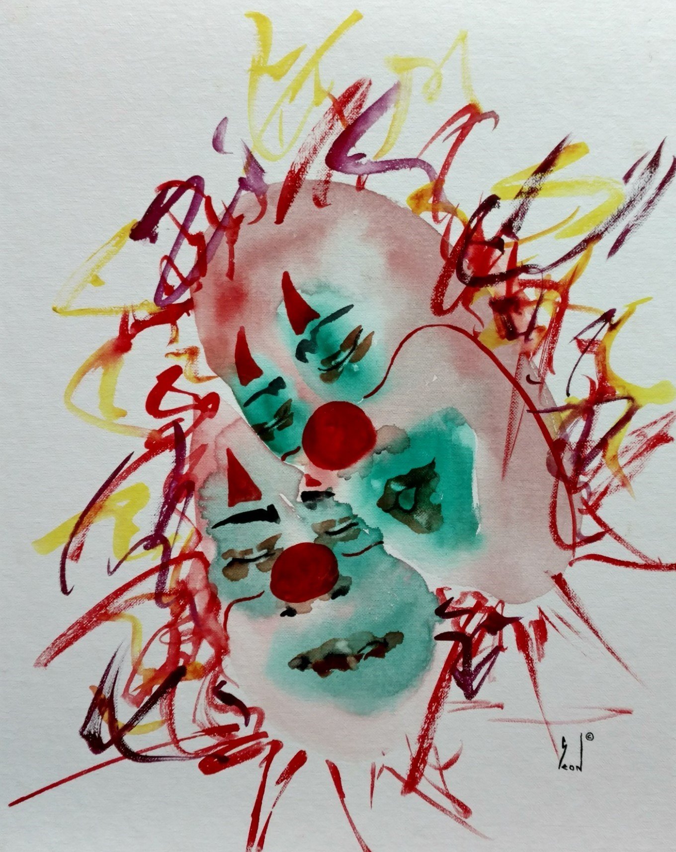 Clown Together 16" x 20" Original