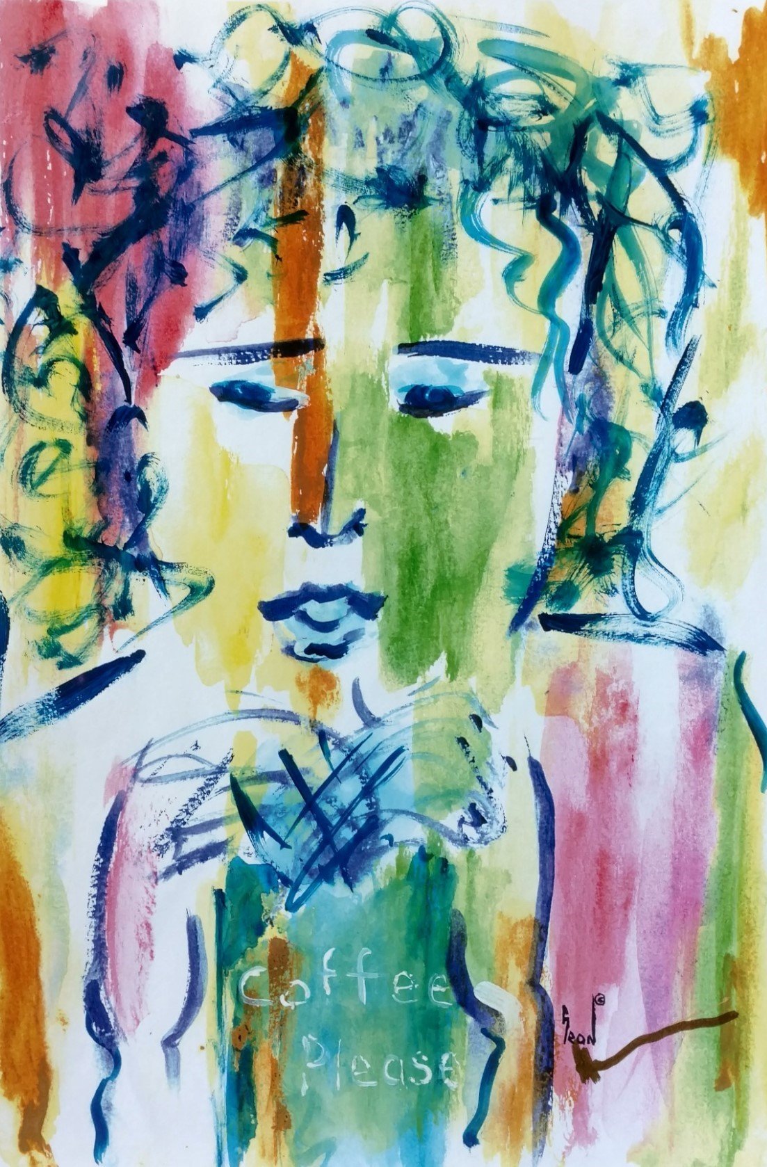 Colorful Coffee Please 11" x 14" Matted Print