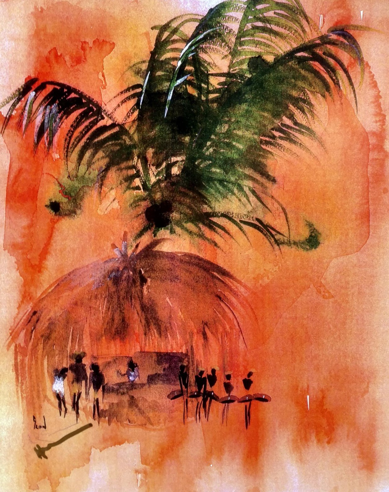 Trinidadian Scene 11" x 14"  Matted Print