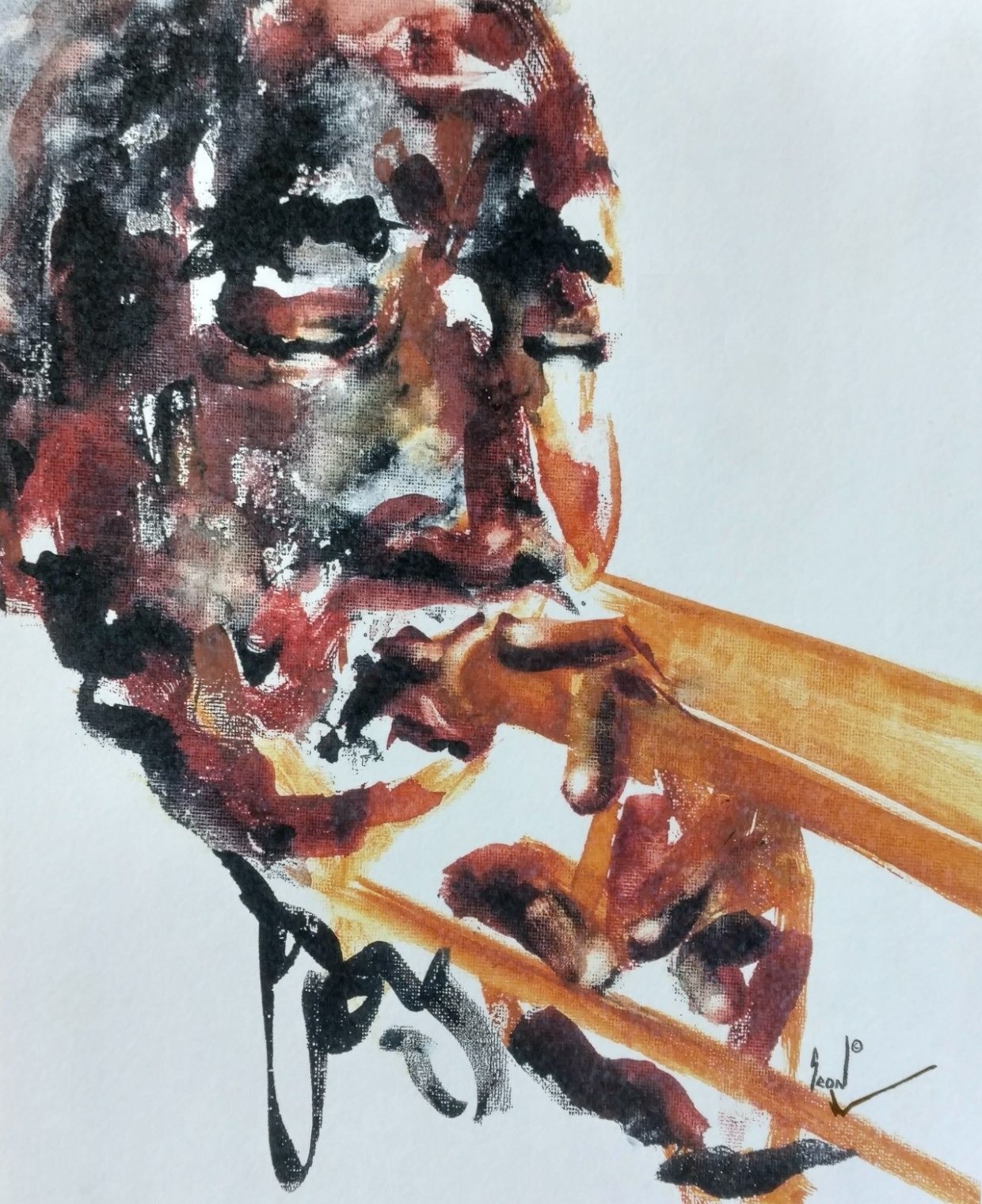 Trombone One 11" x 14" Matted Print