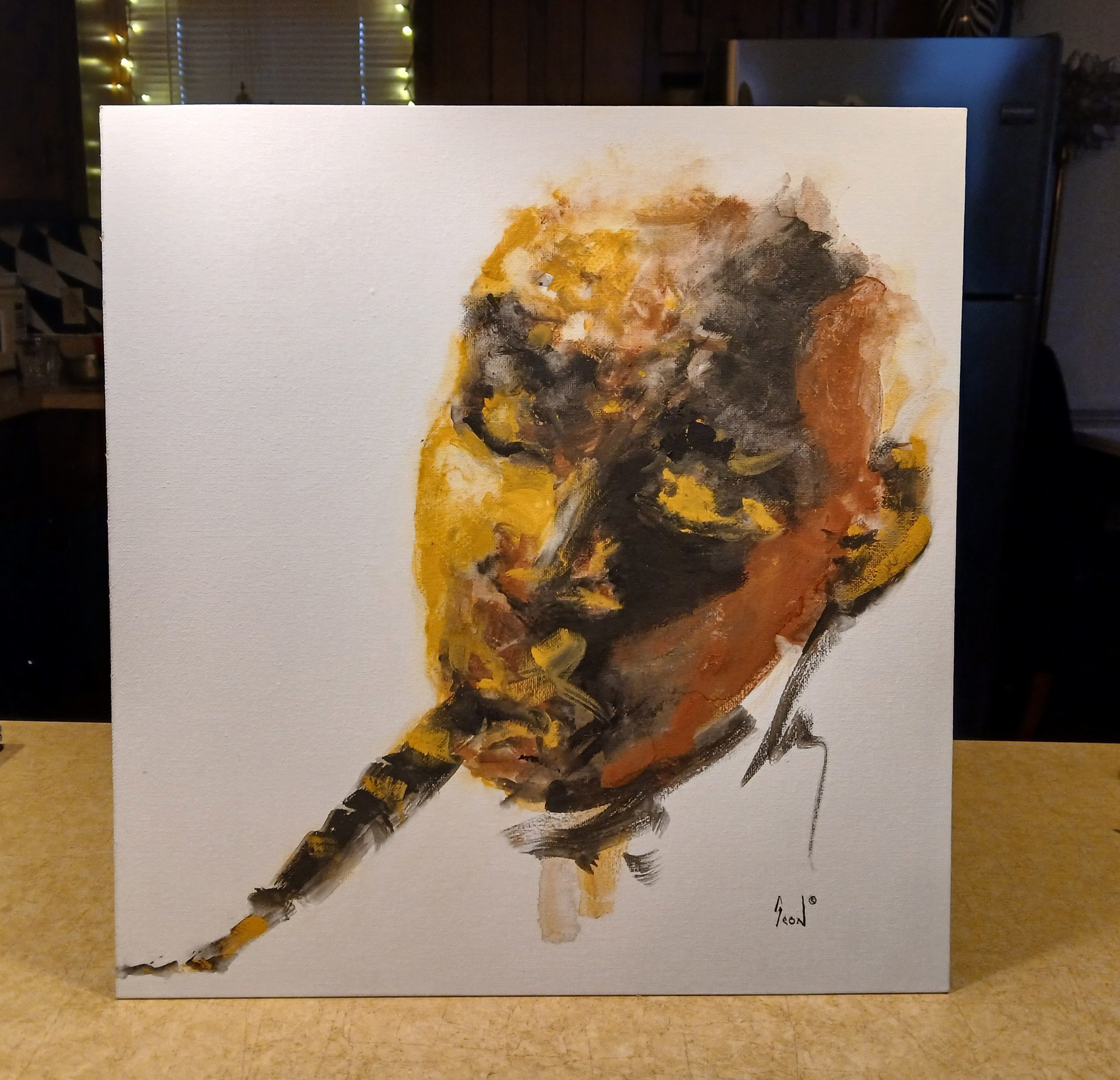 Evening Sax - 16" x 15.25" Watercolor Original