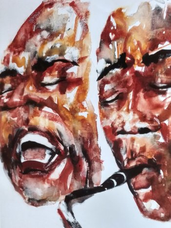 Two and a Sax 15" x 11" Print