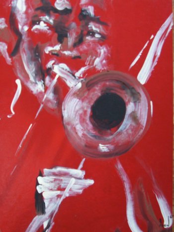 Red Trombonist 12" x 7.5" Print